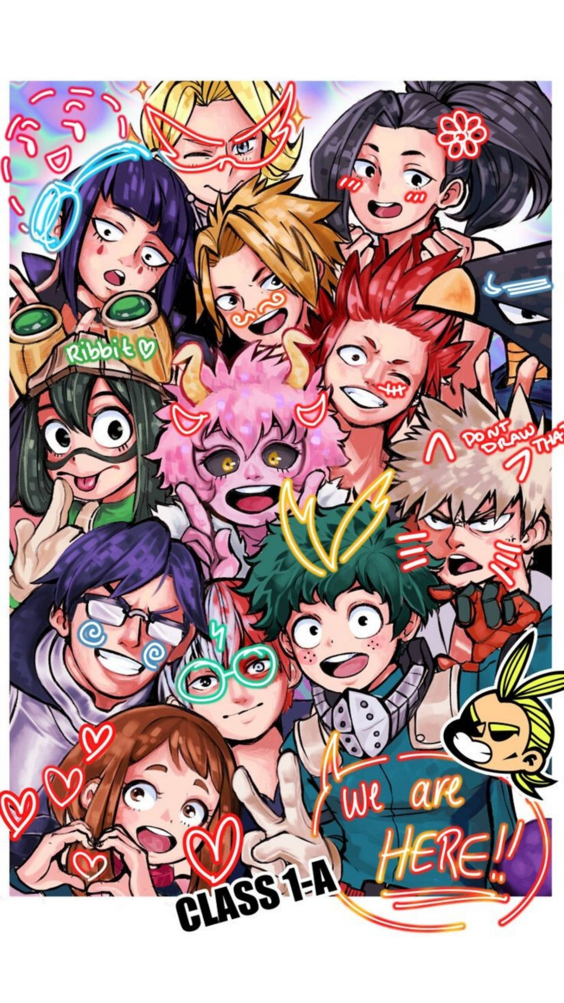 תמונת קבוצתית של כיתה 1-A מ-My Hero Academia לאייפון טפט