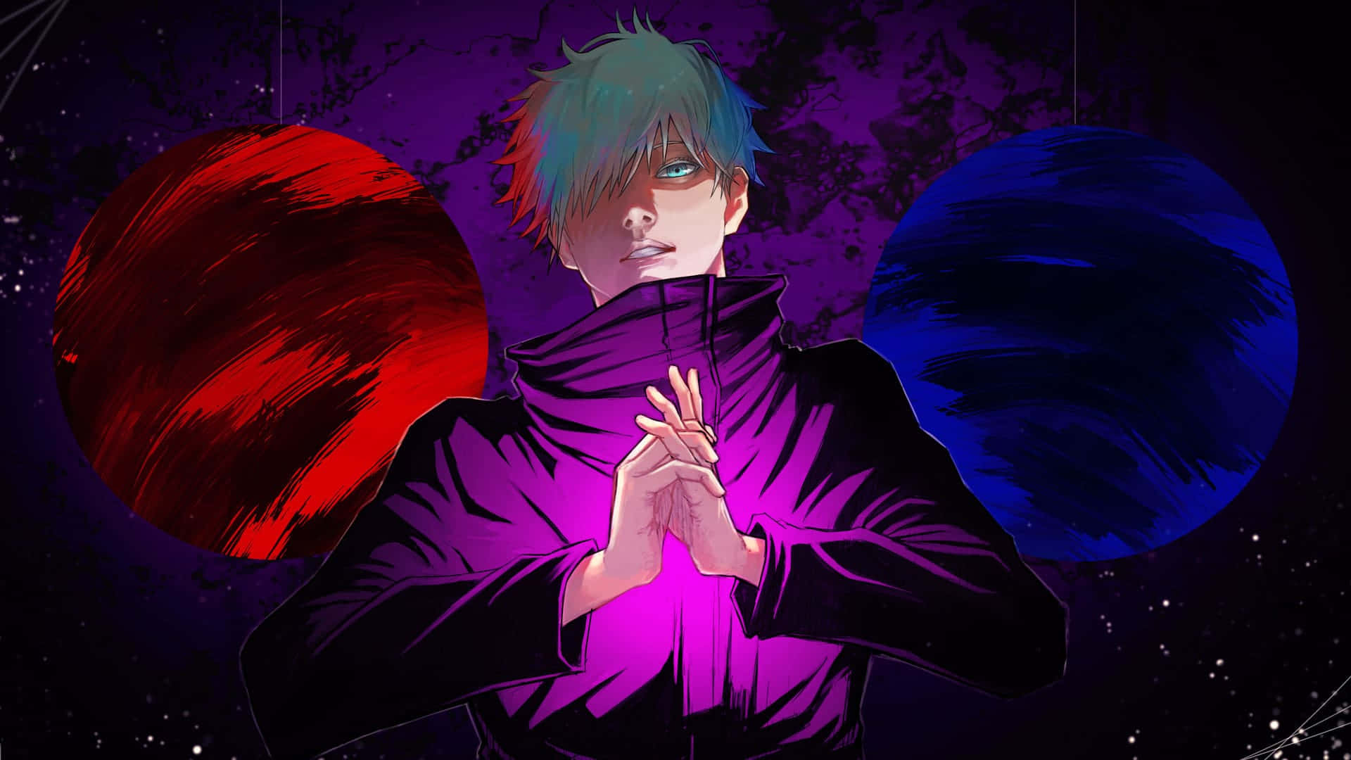 1920x1080 אנימה Jujutsu Kaisen אדום סגול כחול טפט