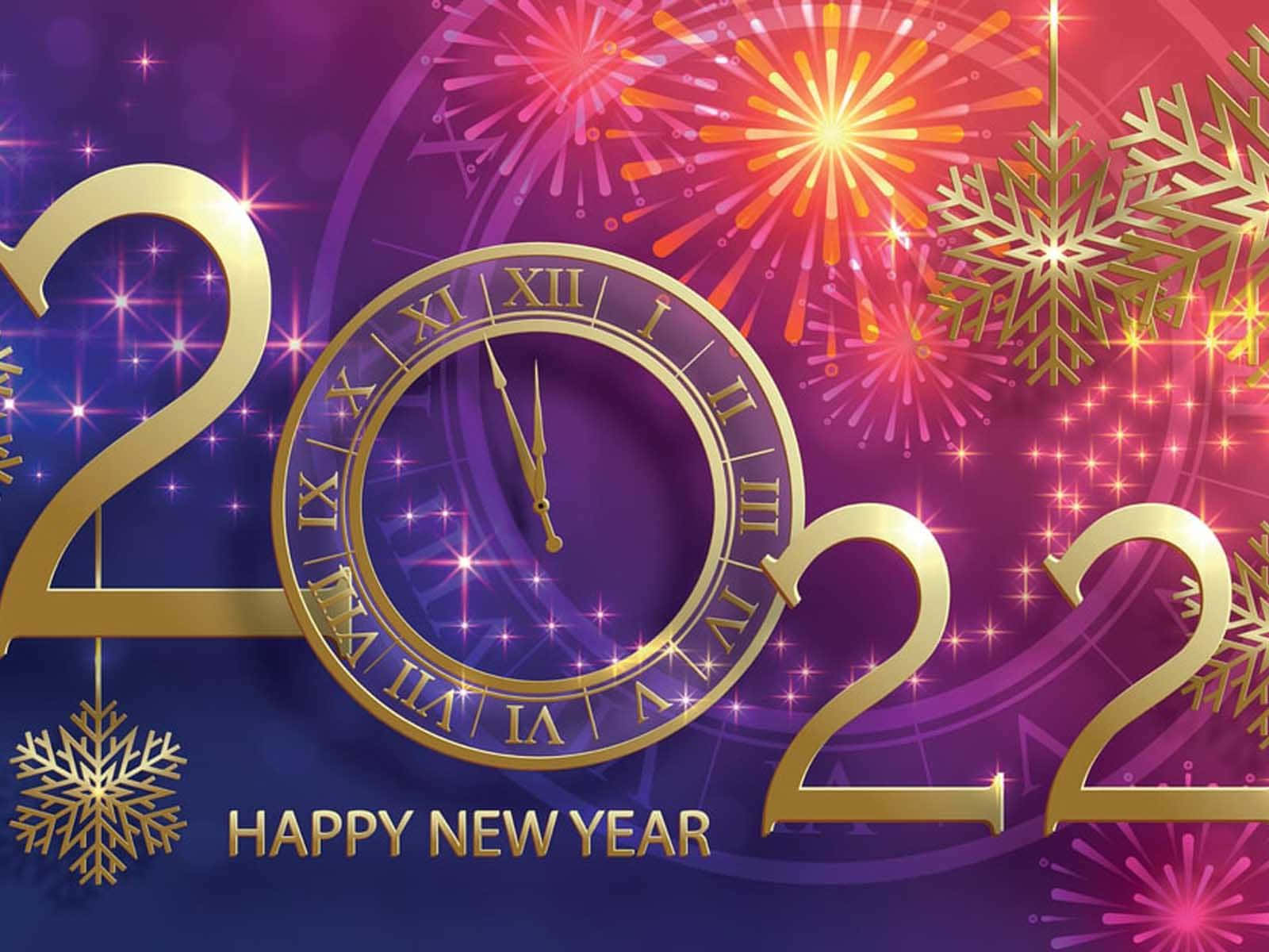 רקע שעון זהב לשנה החדשה 2022 טפט