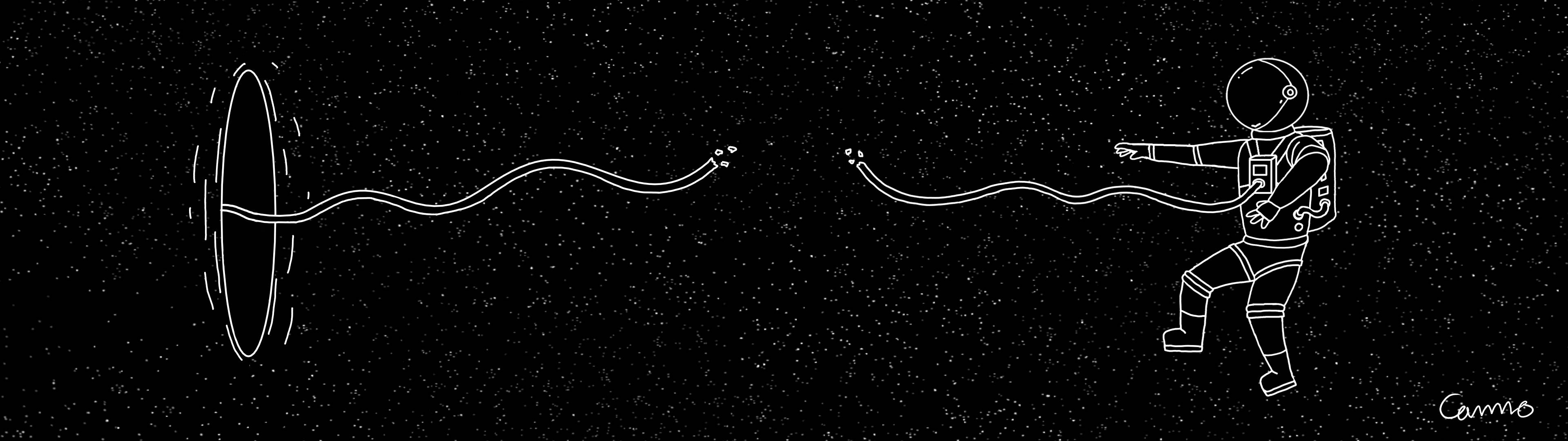 3840x1080 4K קו אומנות של אסטרונאוט טפט