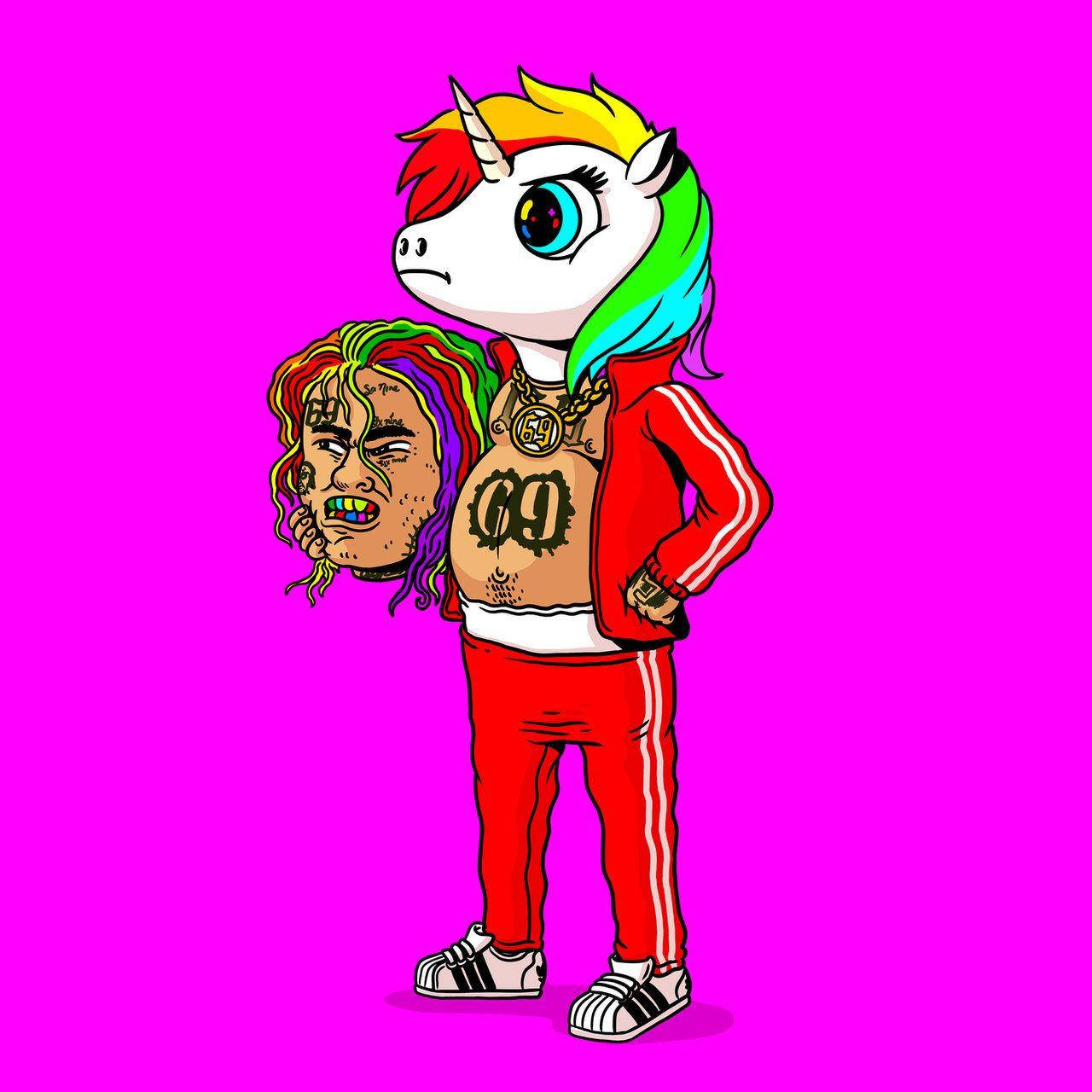 6ix9ine עם חד-קרן קשת טפט