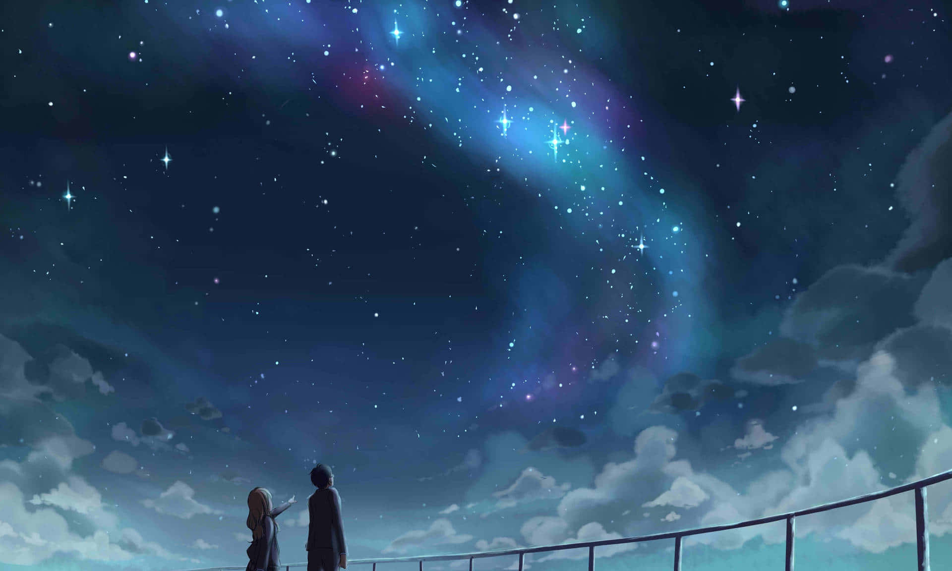 סצנת לילה מאנימה של ה-April Your Lie טפט