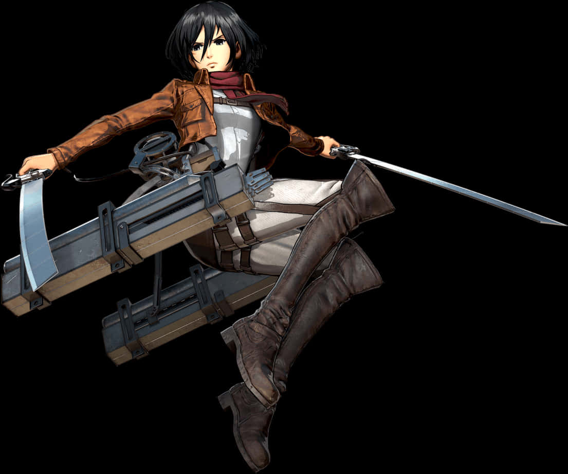 דמות מ-Attack on Titan עם ציוד לחימה טפט