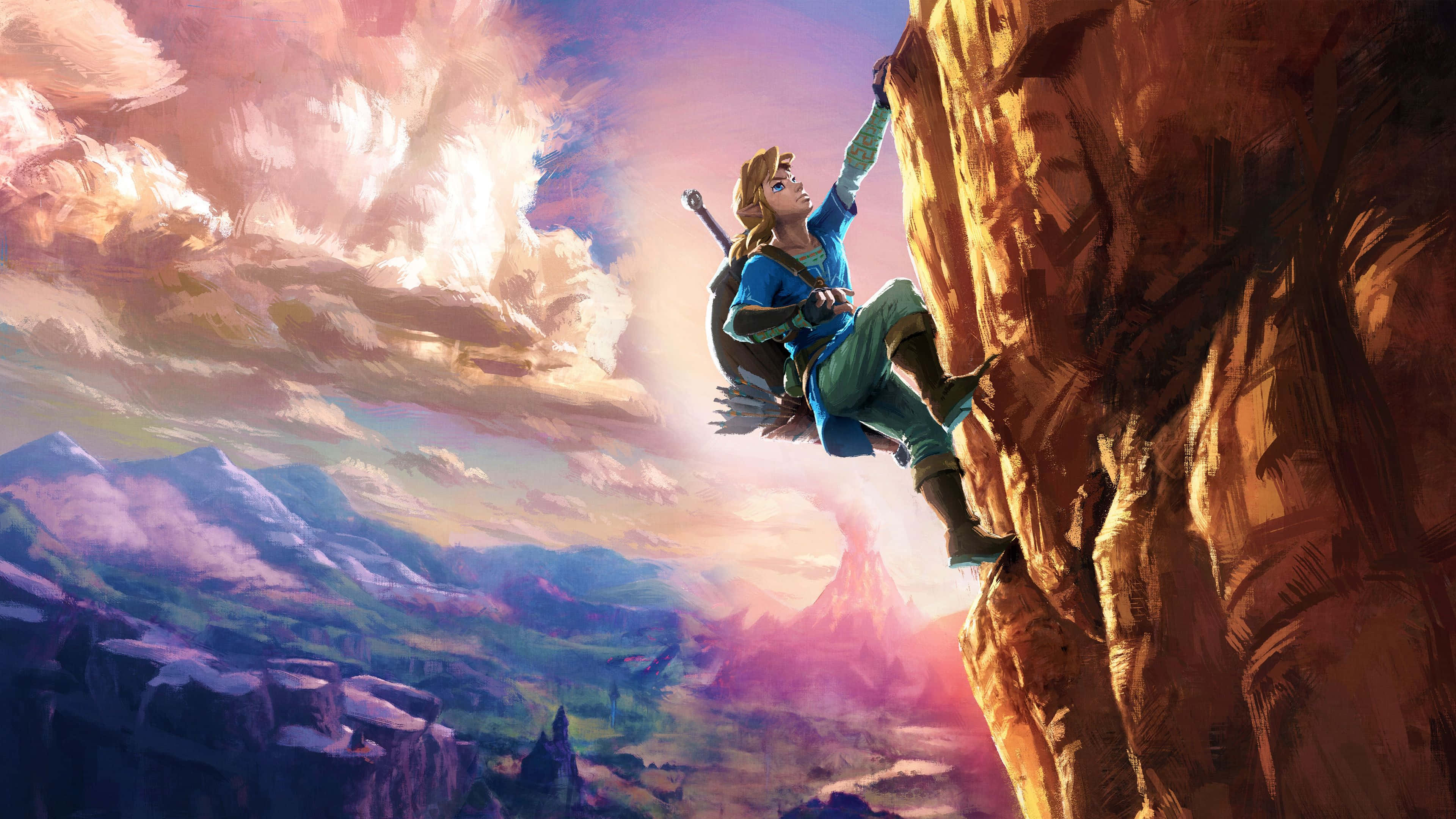 לינק מטפס על הר בזלדה BOTW טפט