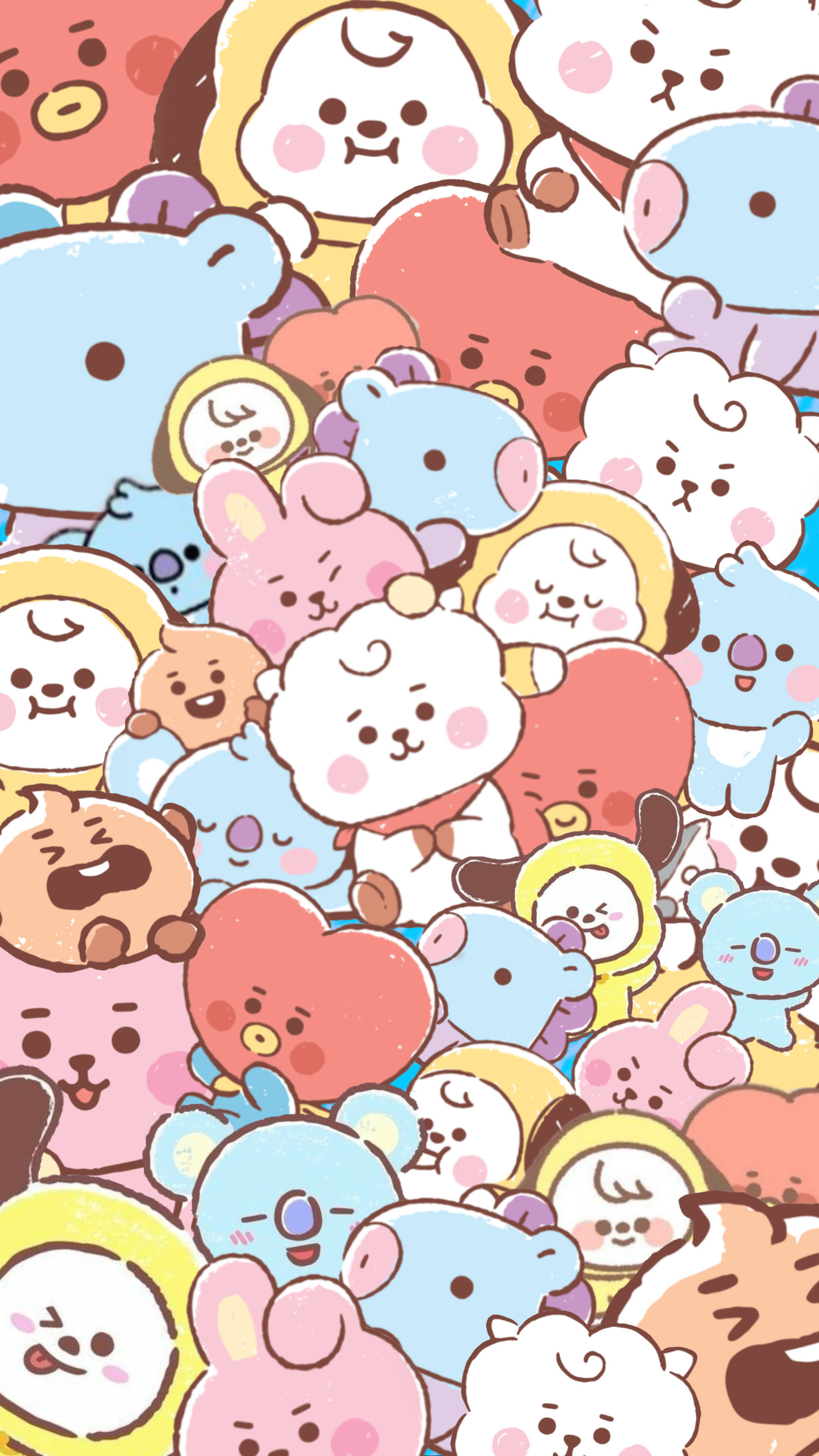 פסטל סגול קוקי וחברי BT21 טפט