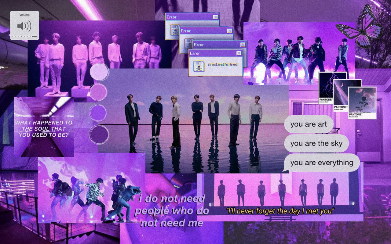 קולאז' אסתטי סגול של BTS טפט