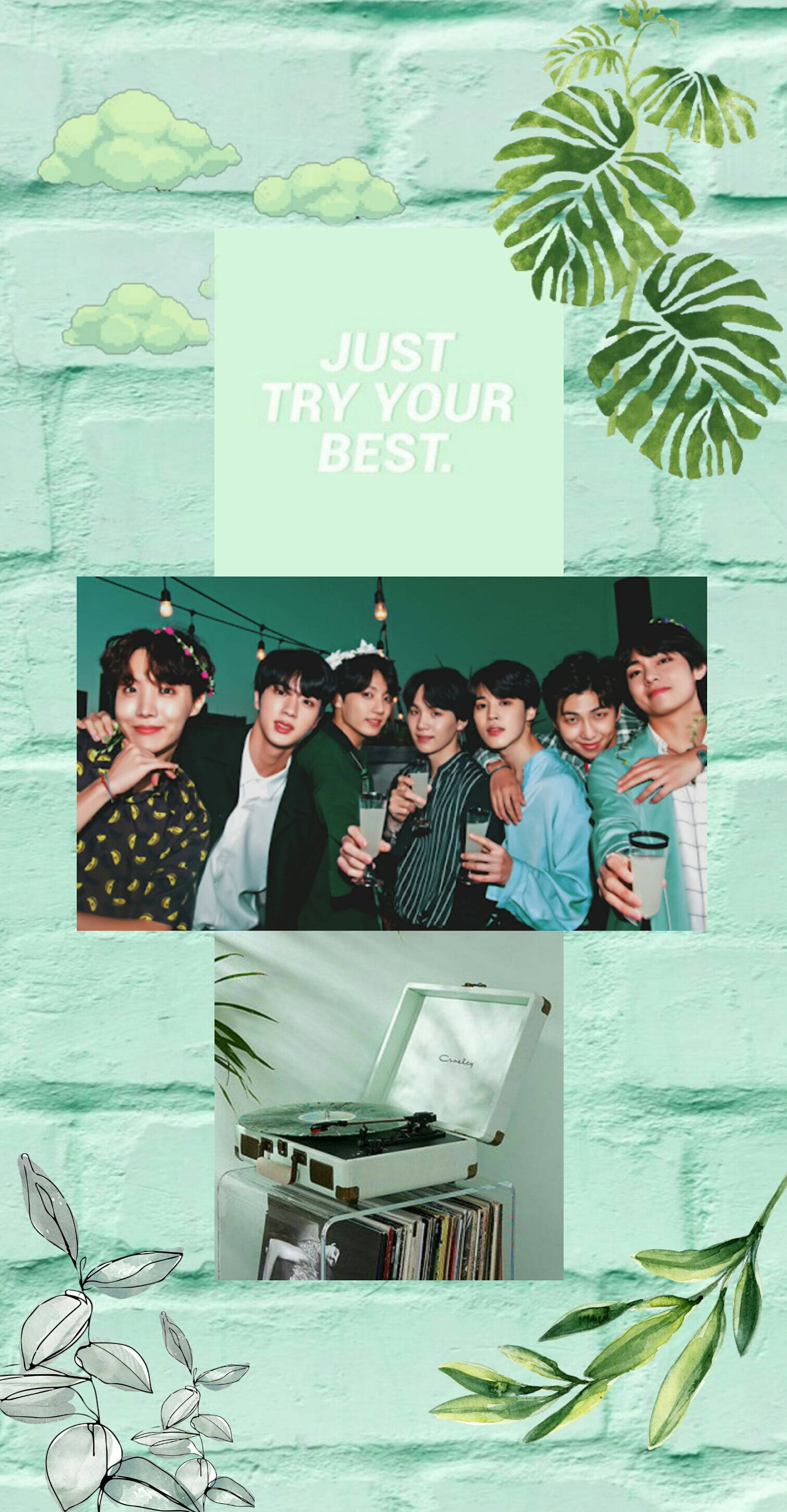 סופר לייט גרין אסתטי BTS טפט