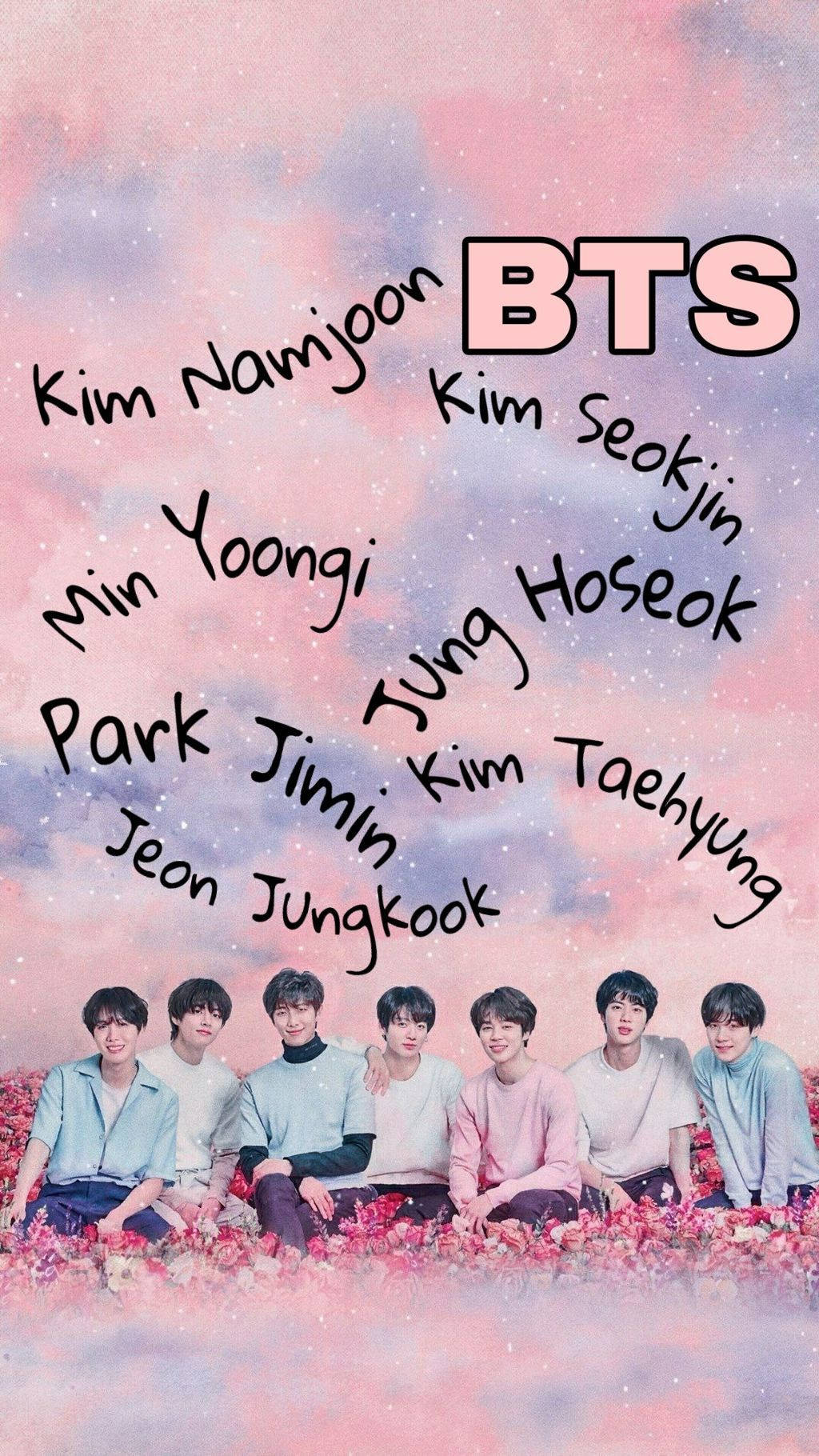 BTS אסתטי על ורדים טפט