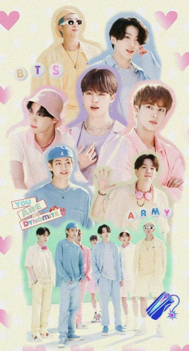 אסתטיקת פסטל חמודה של BTS Dynamite טפט