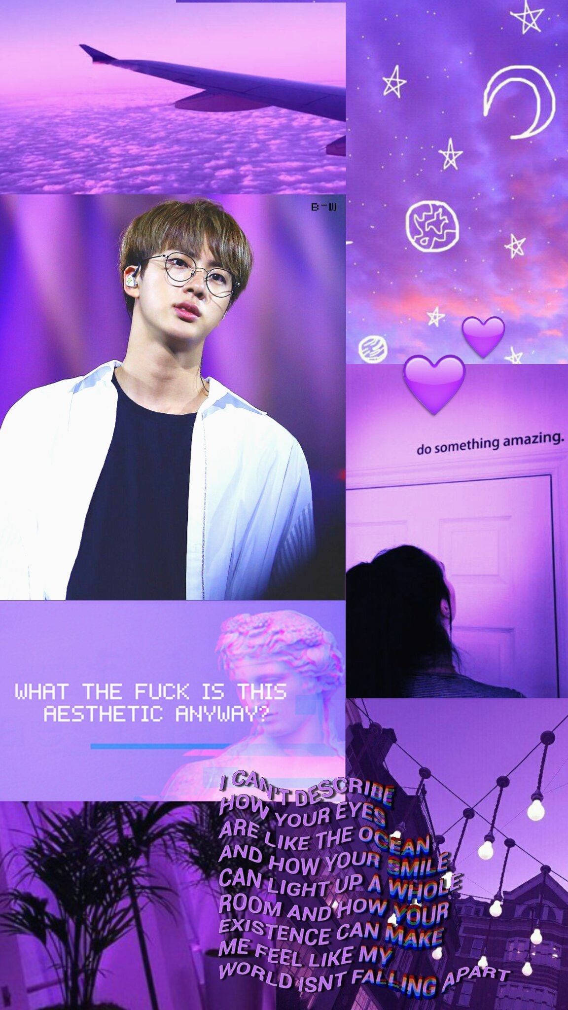 ג'ין מ-BTS אסתטיקה סגולה פסטלית טפט
