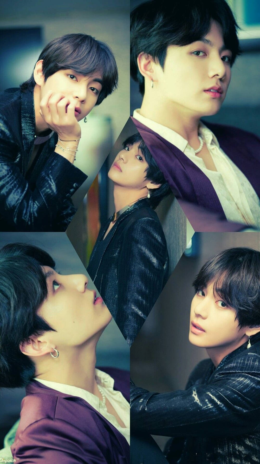 קולאז' אומנותי של BTS JK ו-V טפט