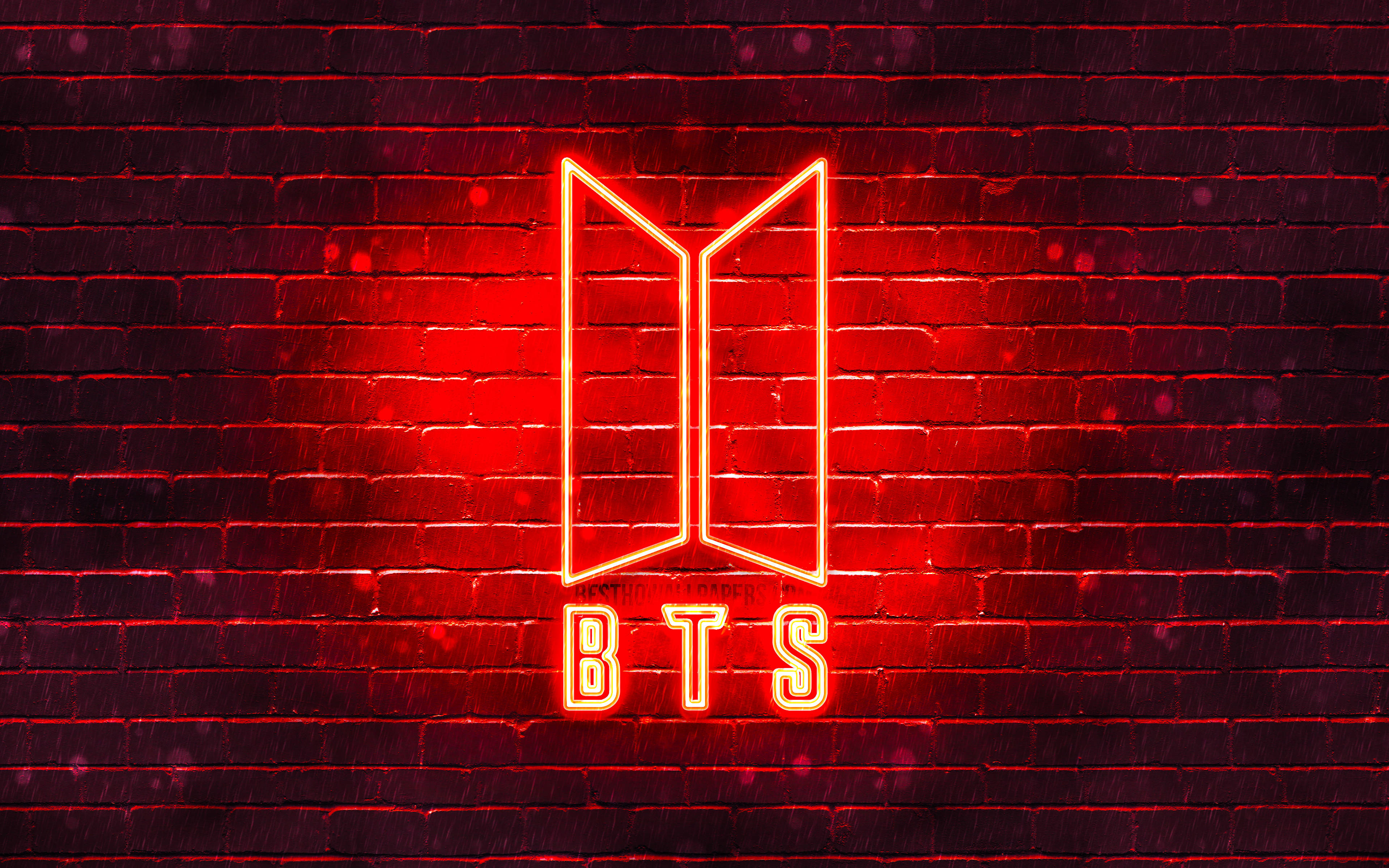 לוגו BTS בנגיעת ניאון אדום טפט
