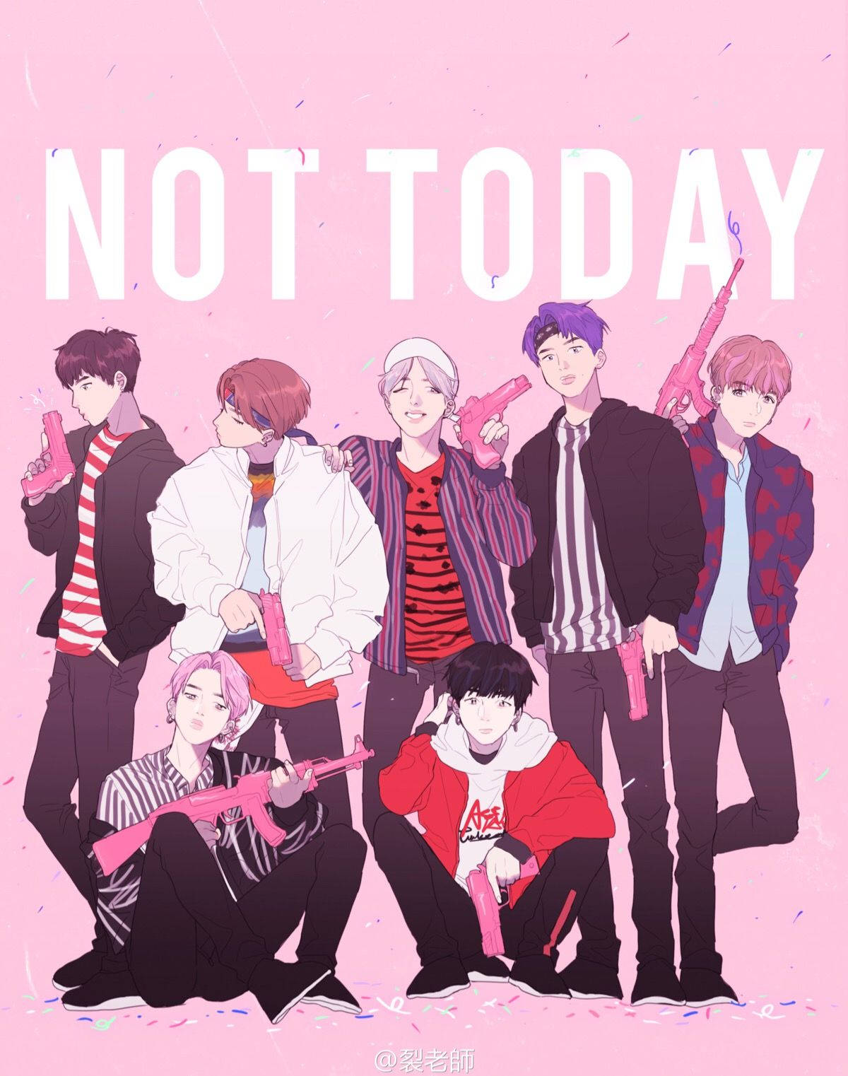 ציור חמוד של BTS Not Today טפט