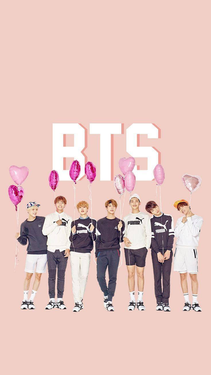 בלוני לב חמודים של BTS טפט