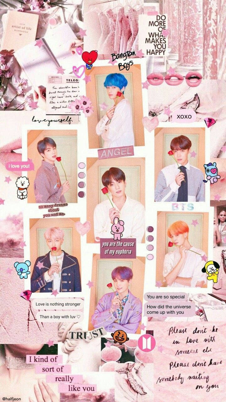 BTS אסתטי חברים עם ורד טפט