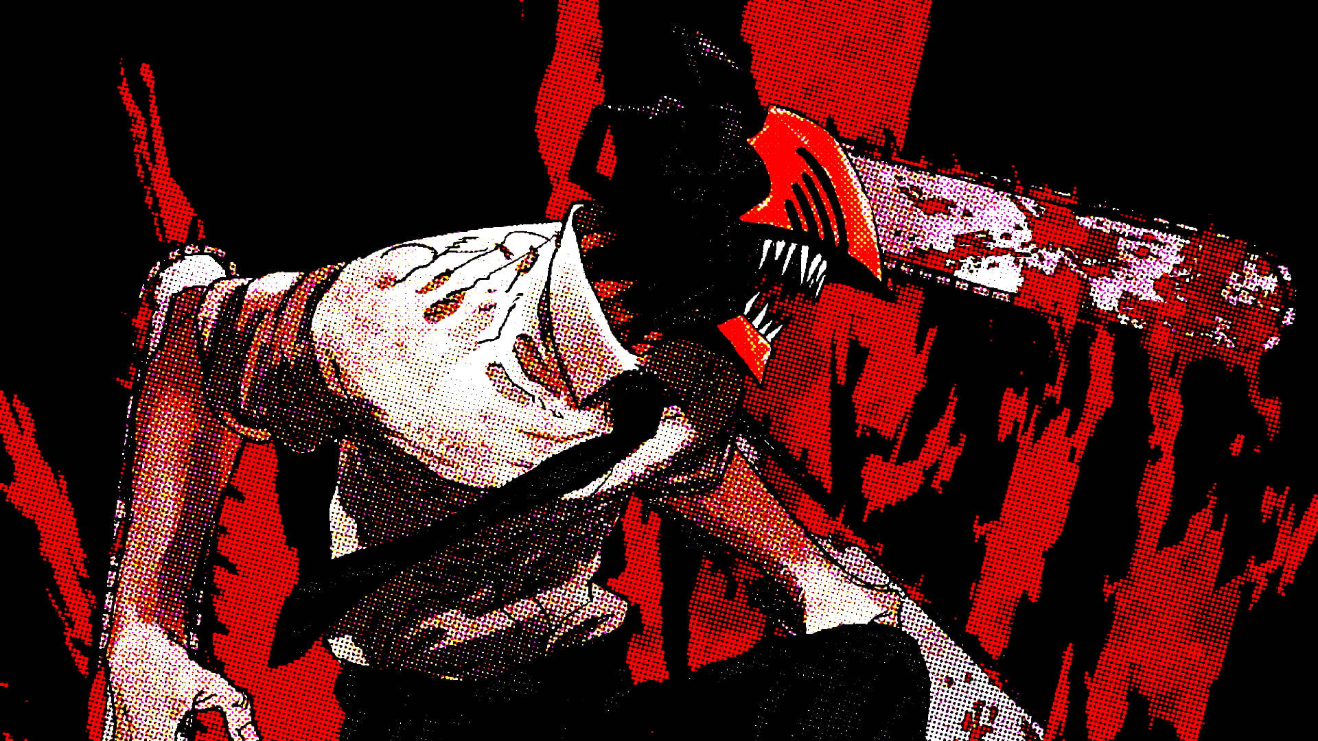 אדום אנימה Chainsaw Man טפט