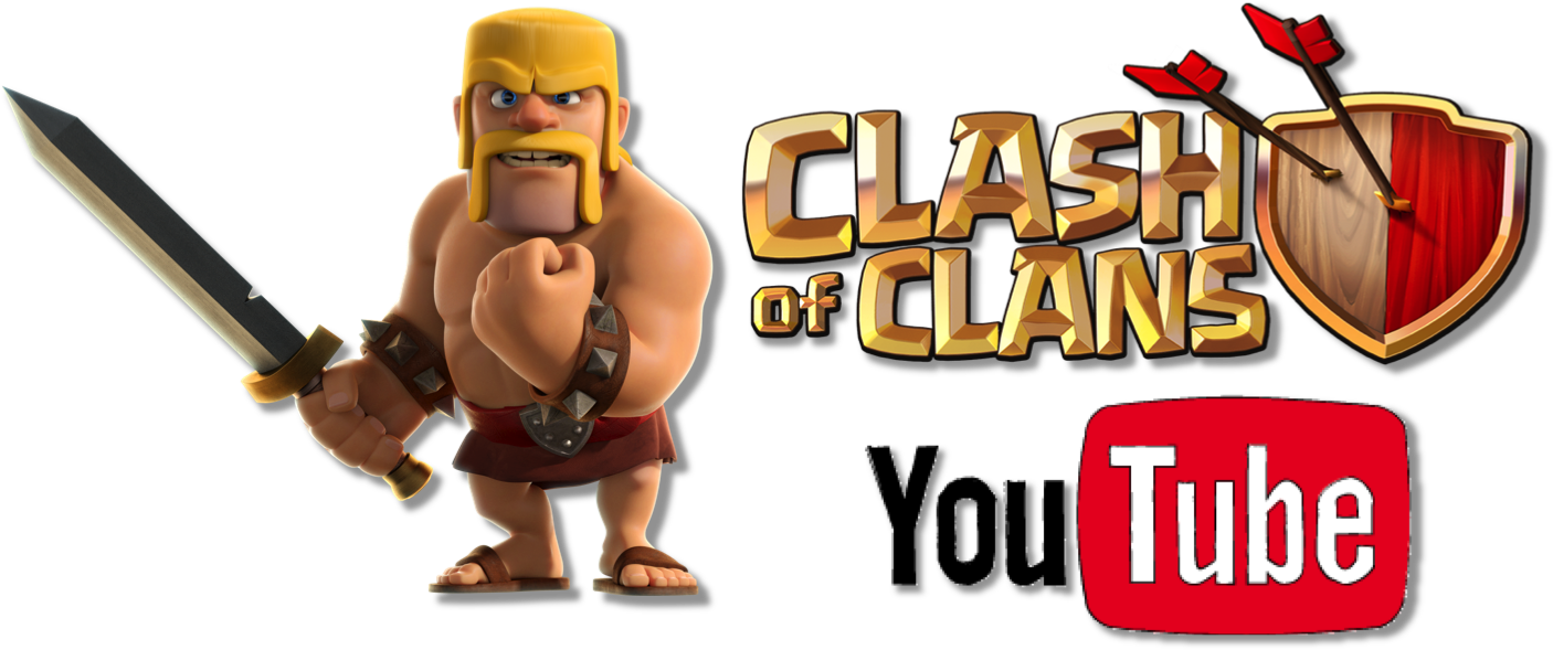לוגו Clash of Clans עם דמות ואייקון יוטיוב טפט