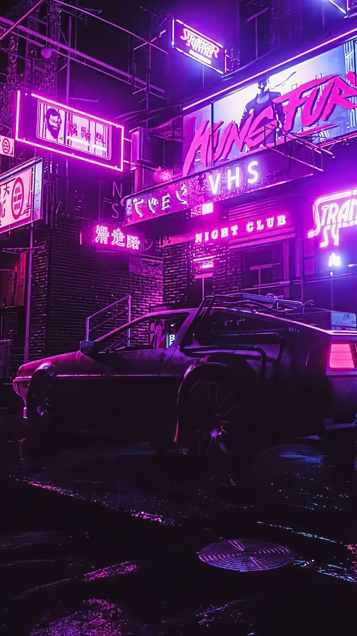 אייפון רטרו נייט סיטי Cyberpunk 2077 טפט