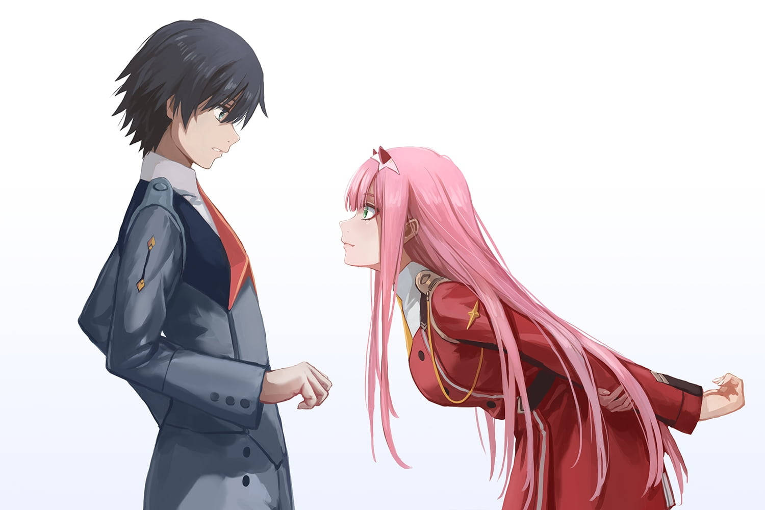זוג אנימה אסתטי מ-Darling In The Franxx טפט