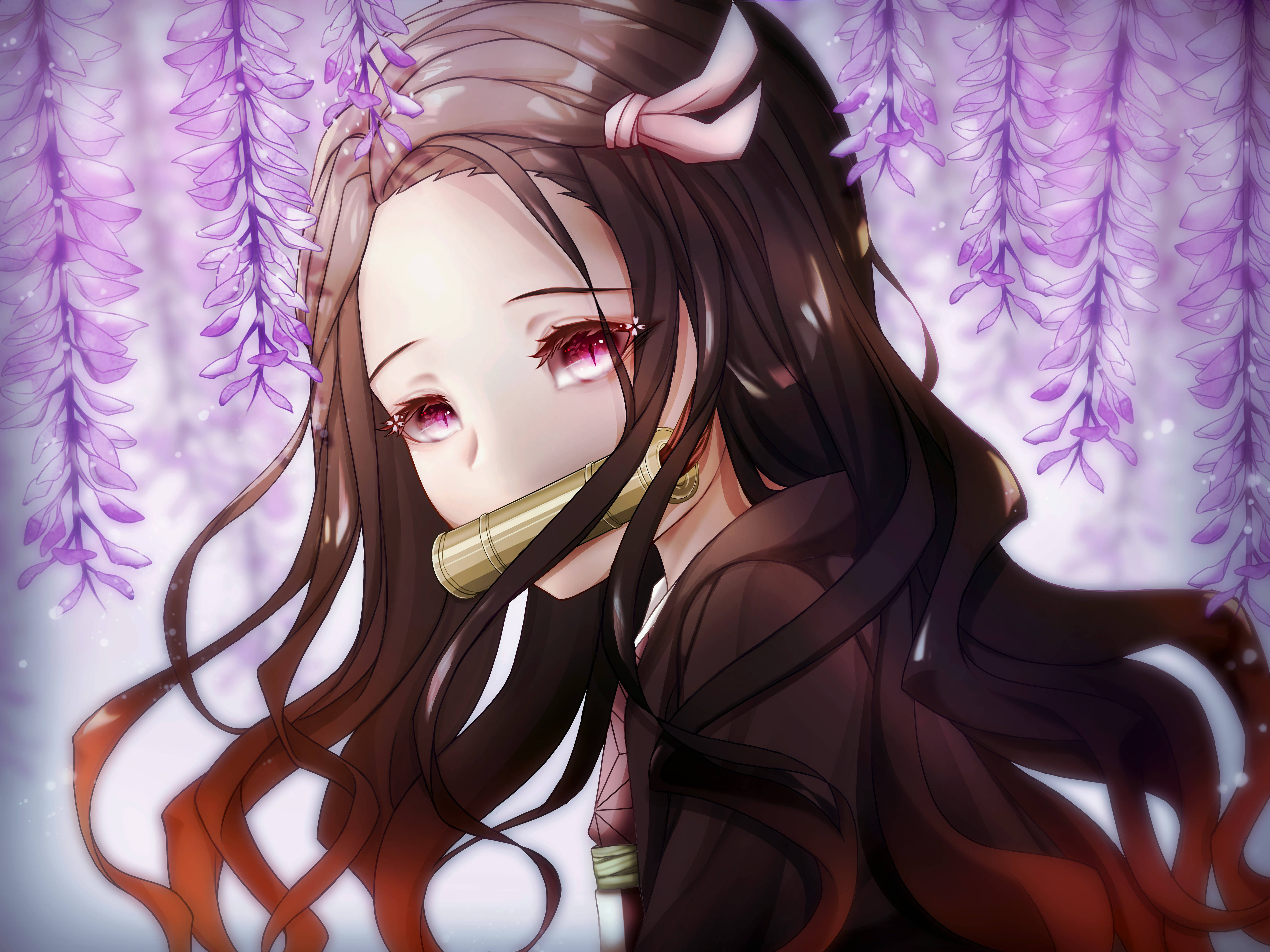 נזוקו יפהפייה מDemon Slayer 4K טפט