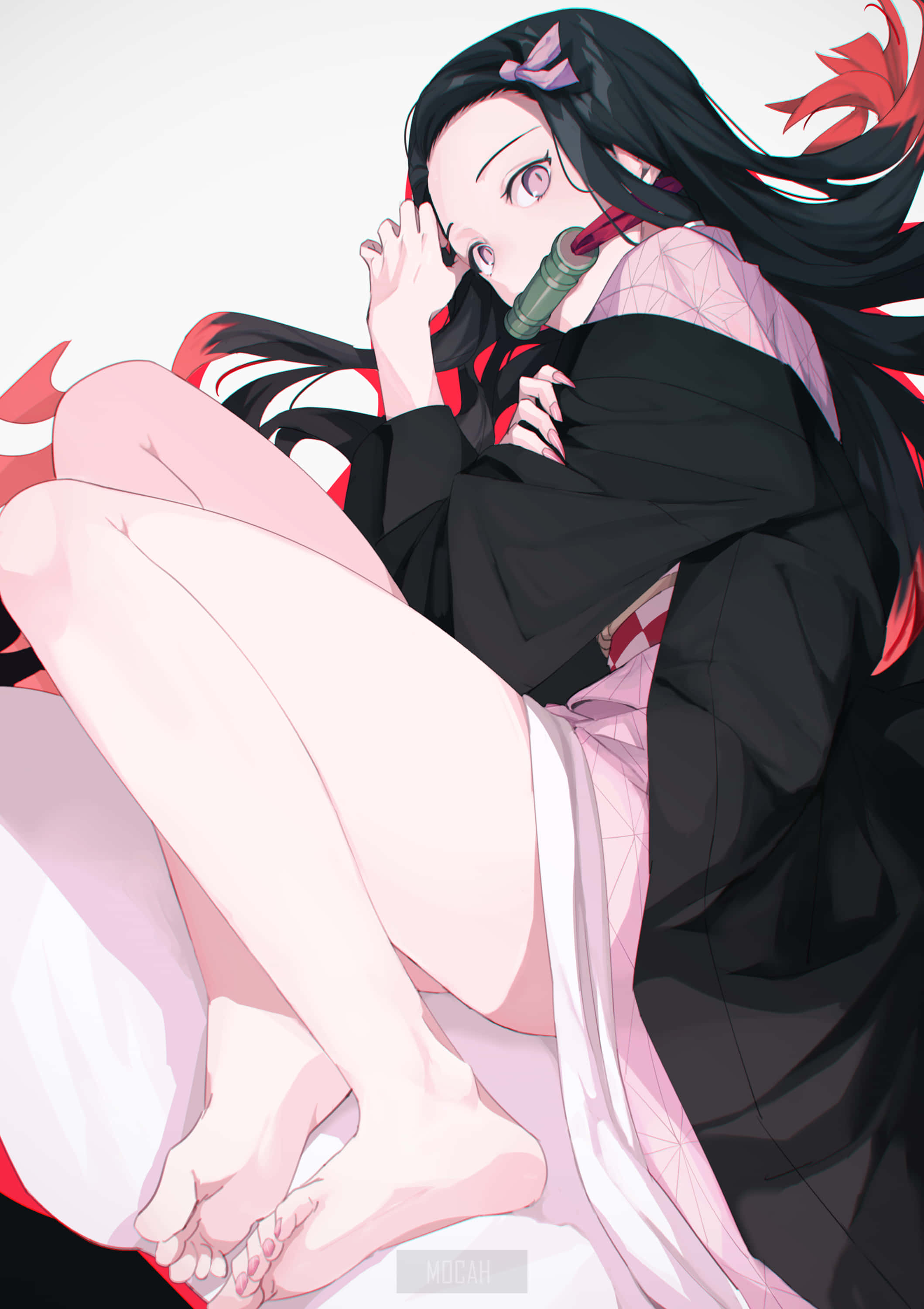 נזוקו קמאדו מDemon Slayer Kimetsu no Yaiba רגליים של נערת אנימה טפט