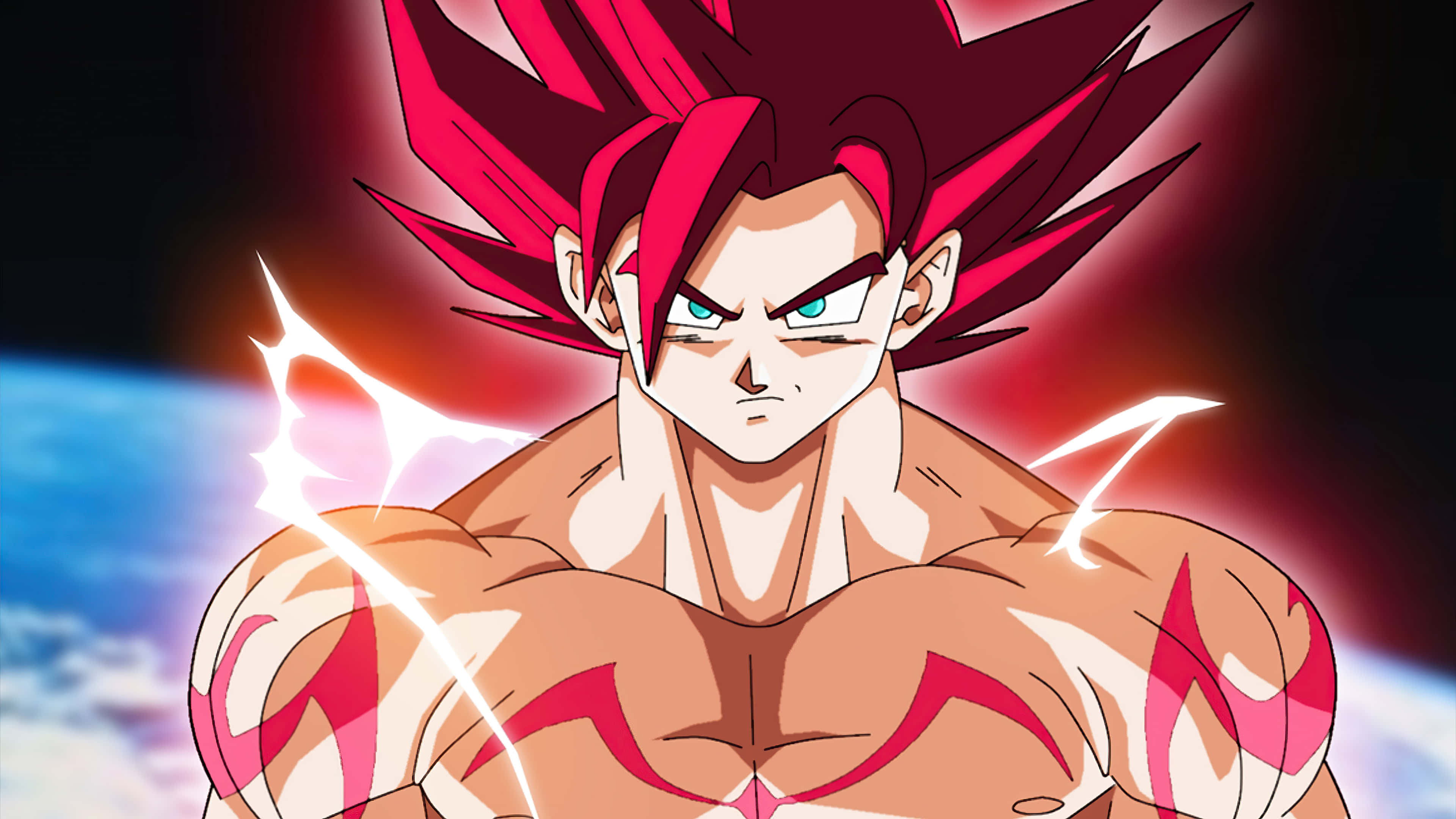 תמונה של גוקו עם שיער אדום מ-Dragon Ball Super טפט