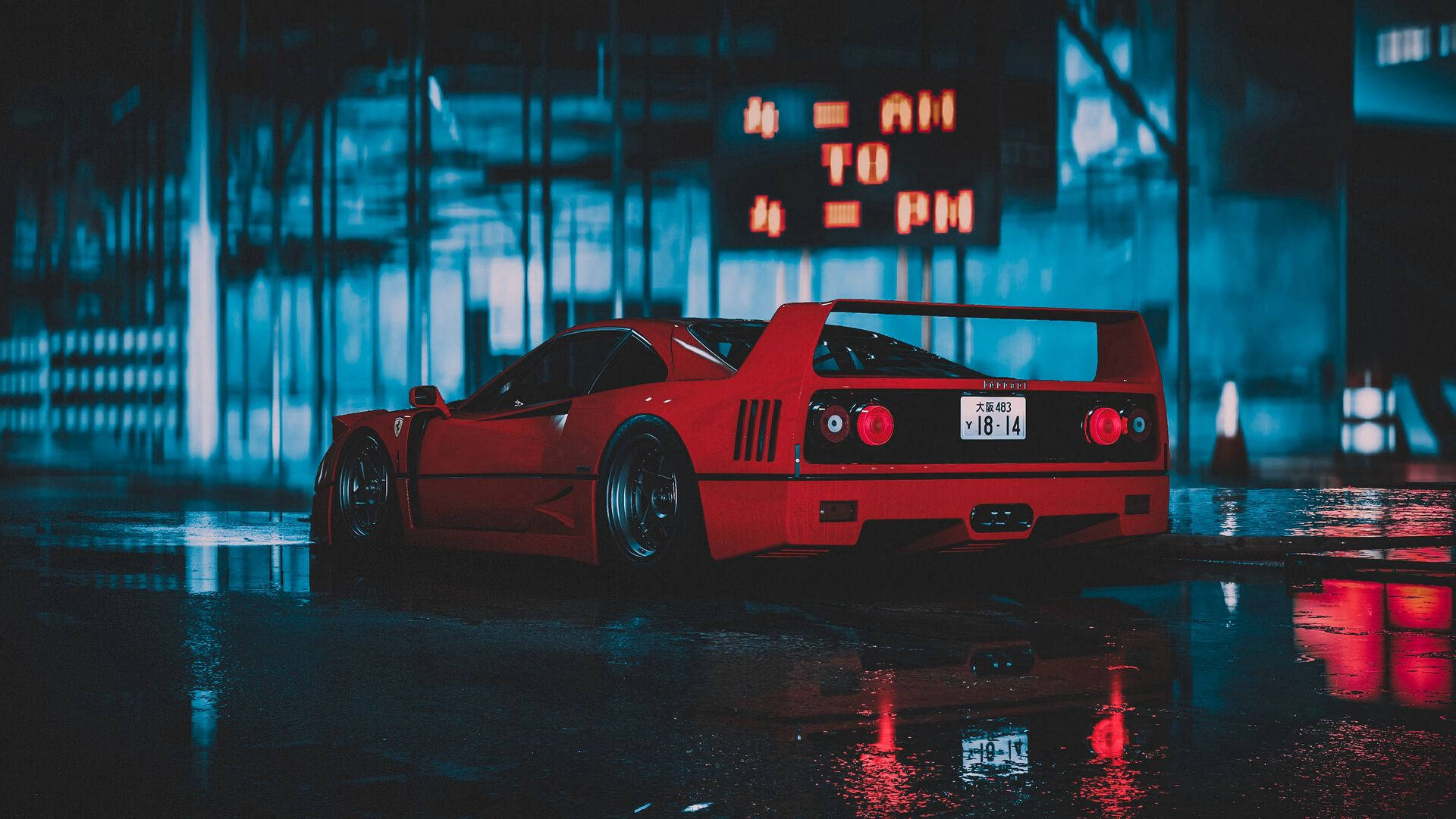 מבט אחורי על פרארי F40 ברזולוציית 1920x1080 טפט