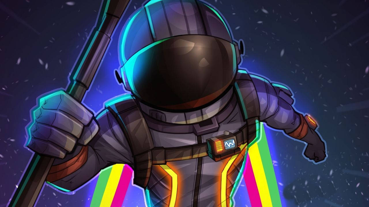 אסטרונאוט אסתטי קשת בענן של Fortnite Battle Royale טפט