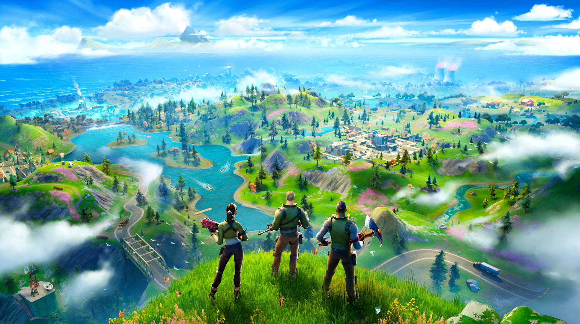 מפת משחק Fortnite Battle Royale לשולחן העבודה טפט