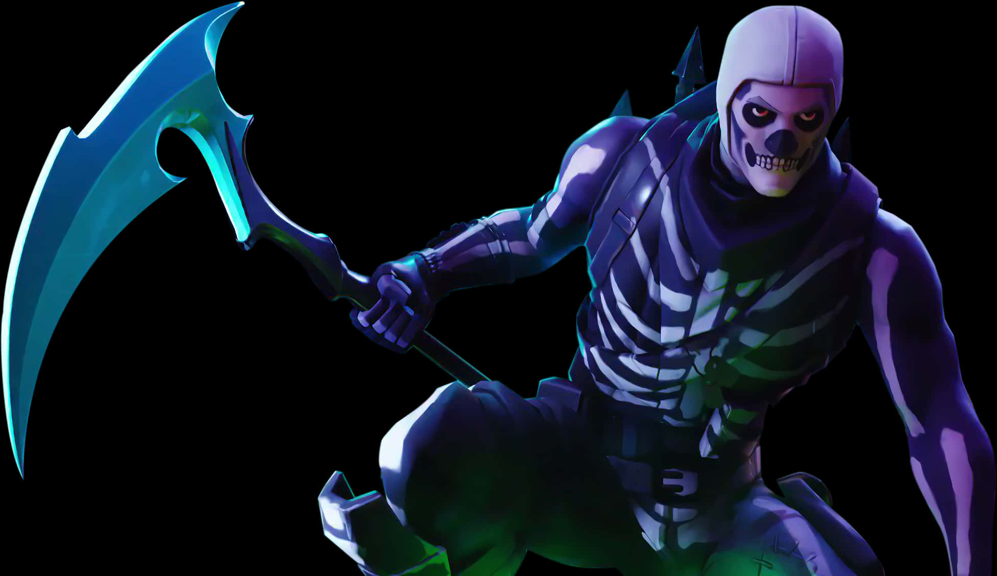 תלבושת גולגולת של Fortnite עם חרמש טפט