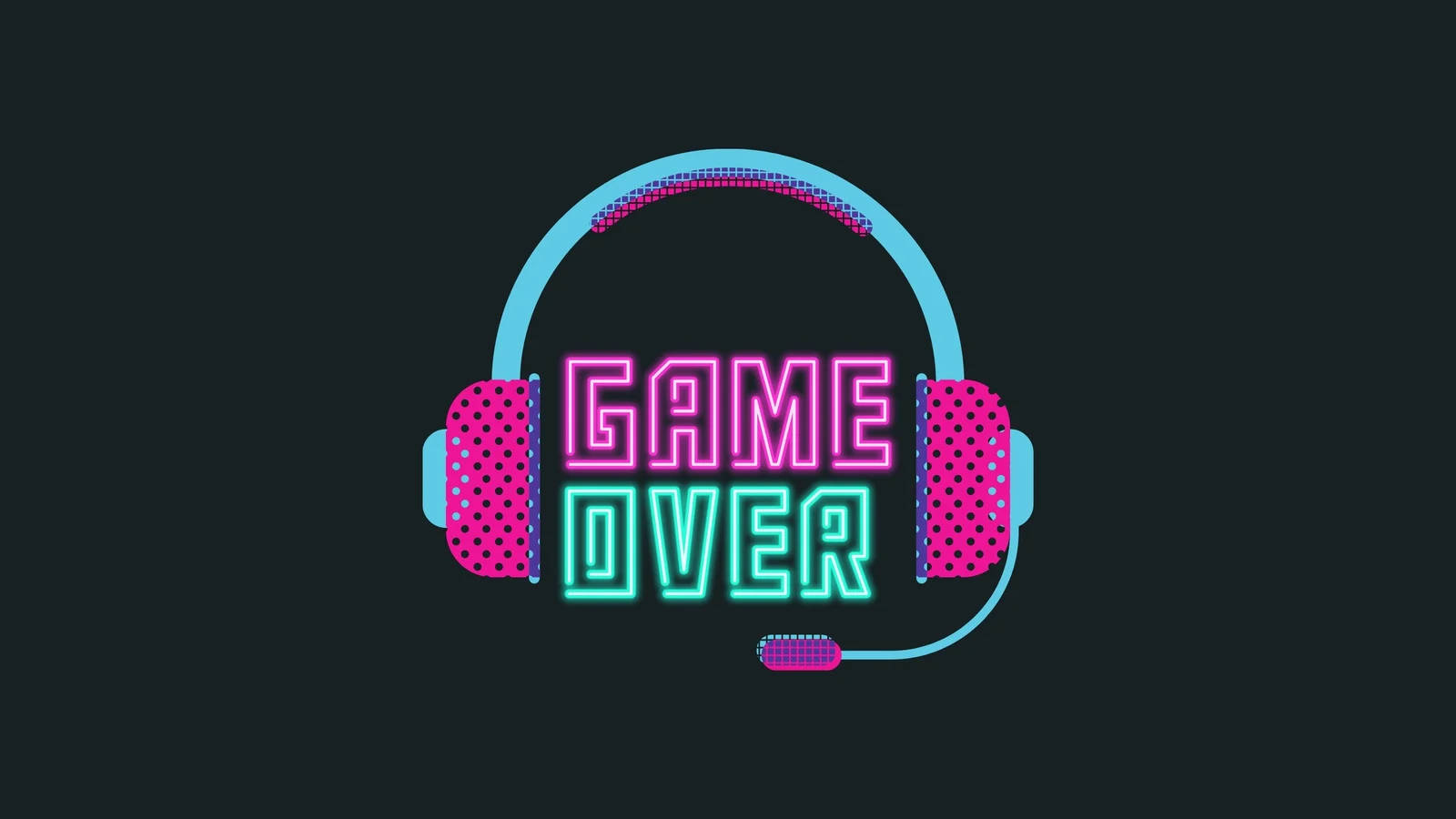 שולחן עבודה מגניב "Game Over" בניאון לגיימינג טפט