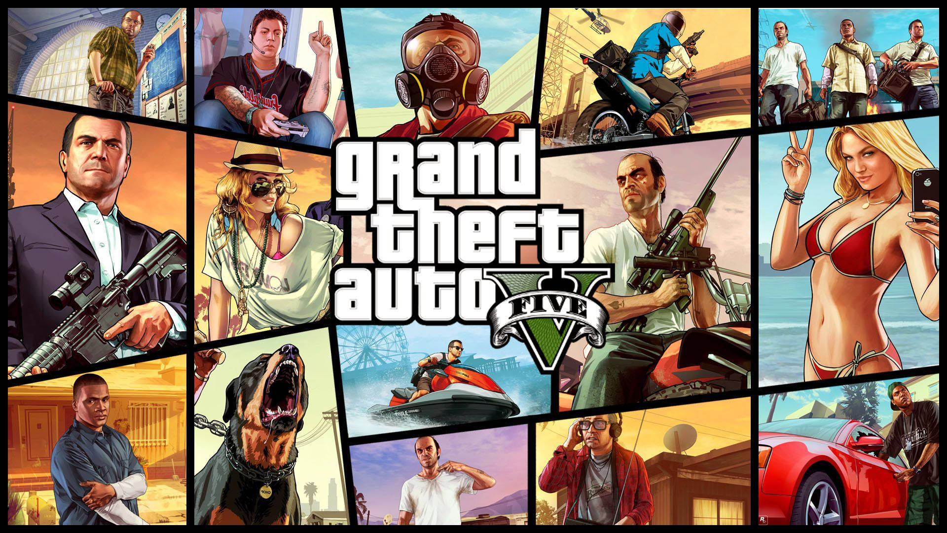 פוסטר משחק GTA 5 ברזולוציית 1080p טפט