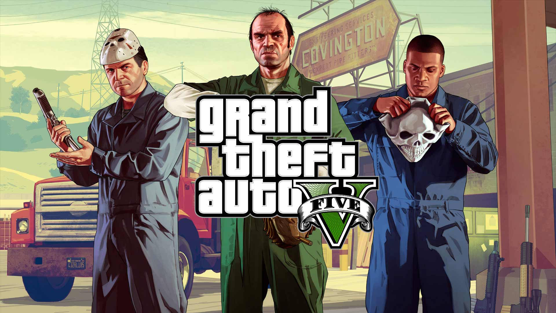 סצנת שוד מותחת מ-GTA 5 ב-1080p מרהיב טפט