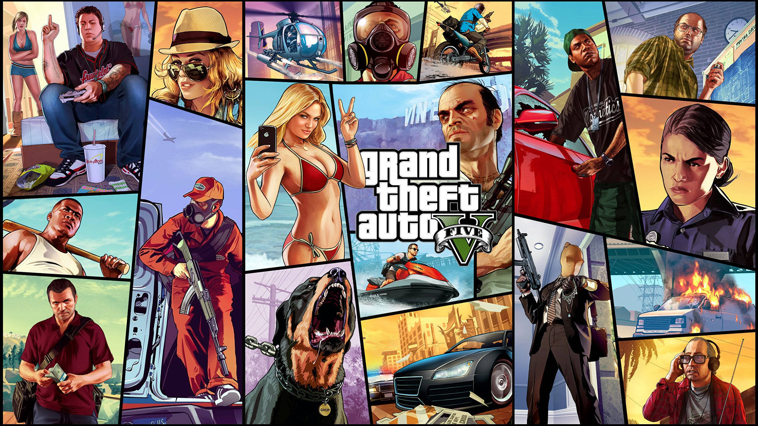 קולאז' אריחים GTA 5 2560x1440 טפט
