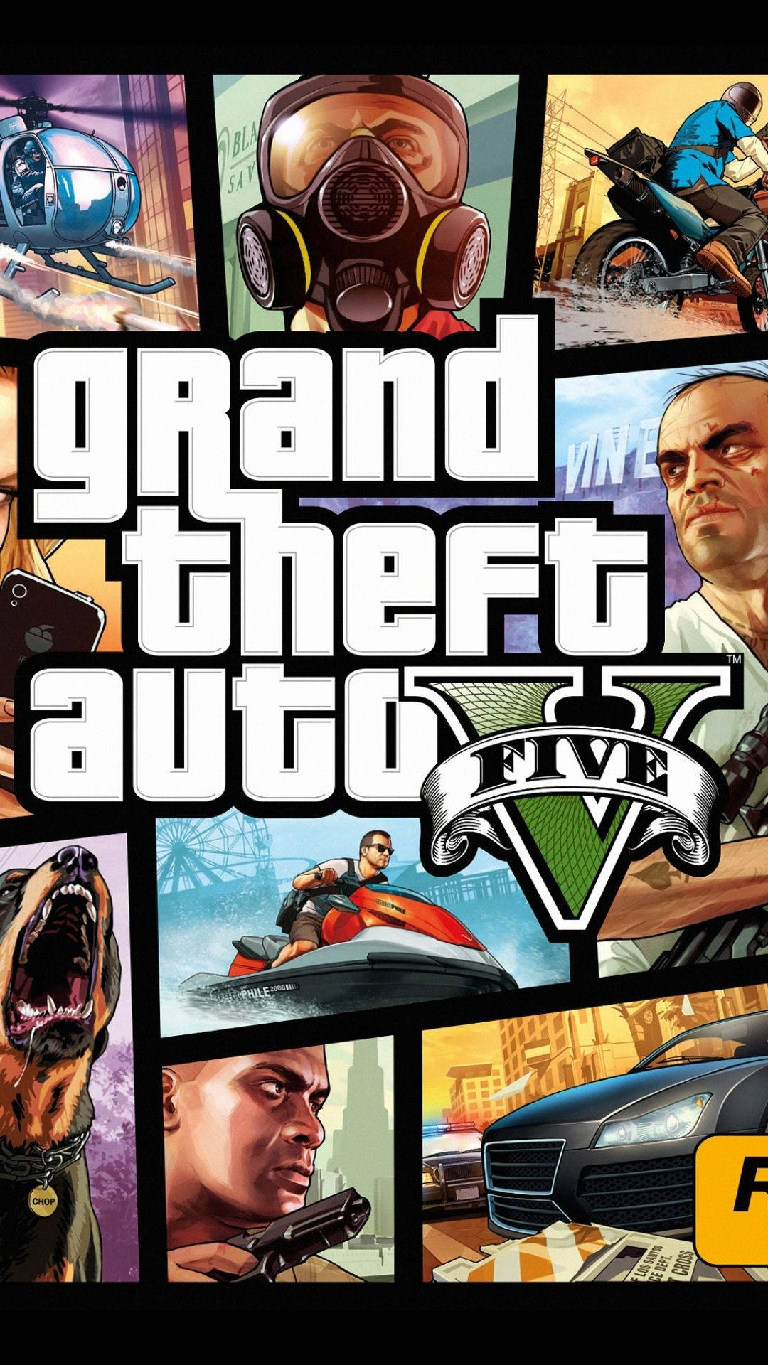 פוסטר קולאז' טלפון של Gta 5 טפט