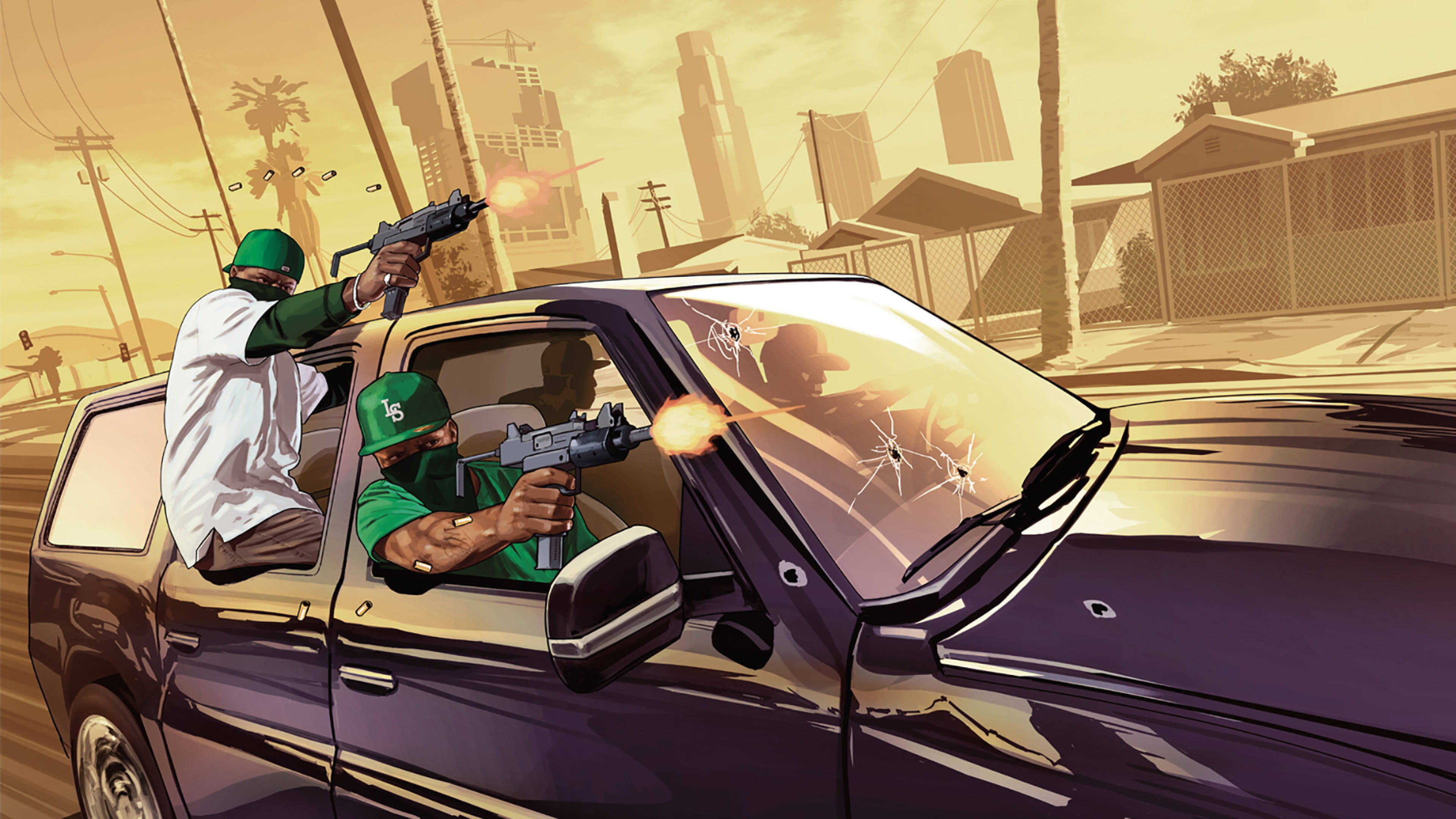 GTA SA 4K ירי ברכב טפט
