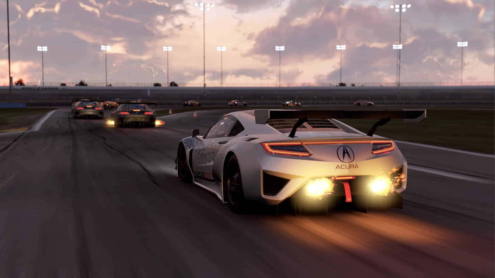 רקע HD של מכונית ספורט לבנה על כביש במשחק Project Cars טפט