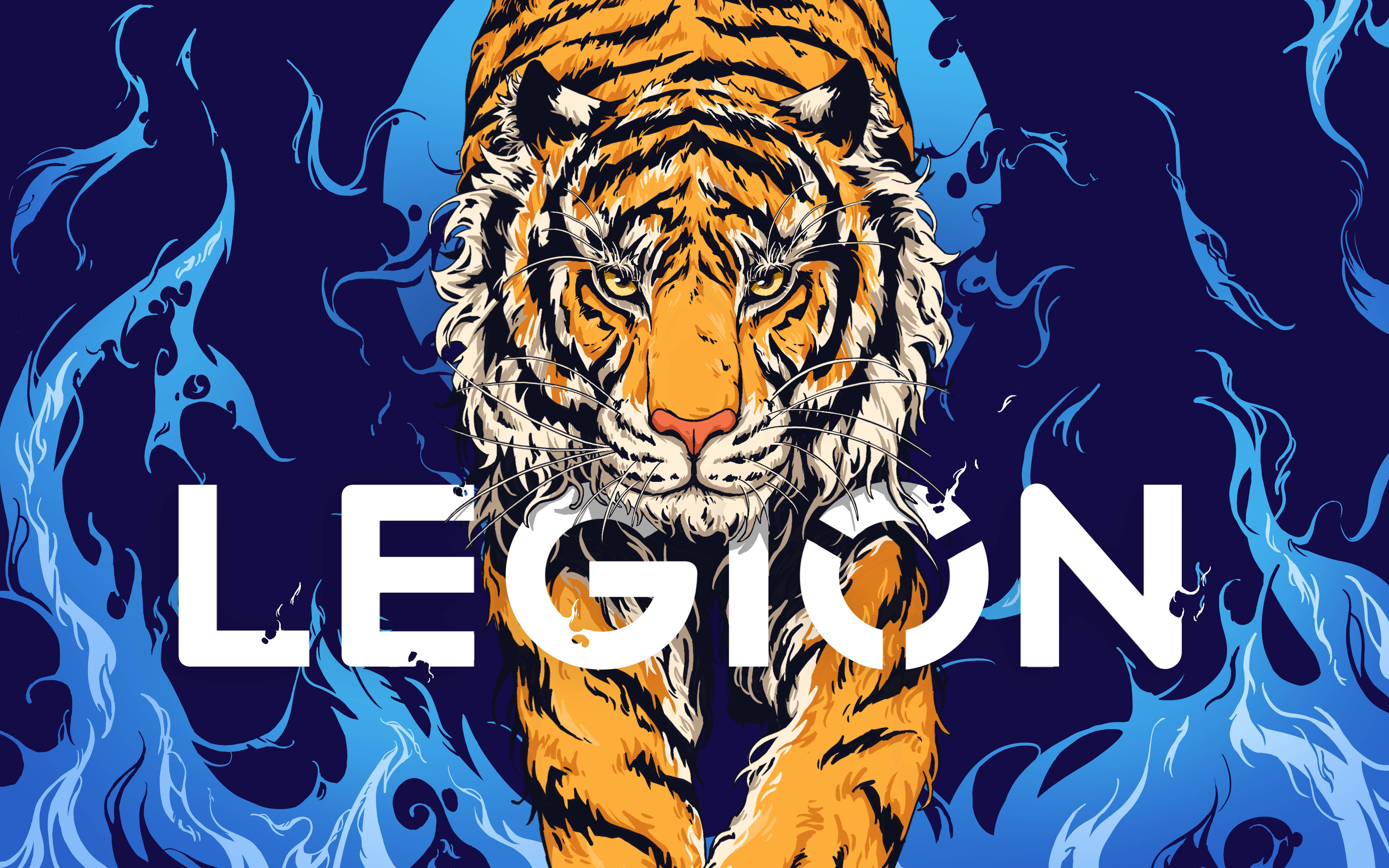 מחשב נייד לגיימינג Lenovo Legion עם נמר טפט