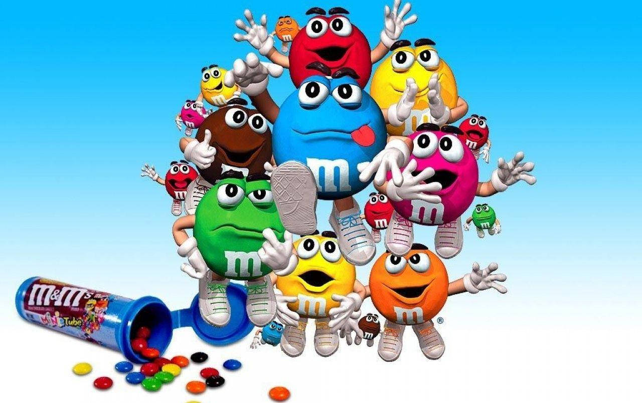 דמויות שוקולד צבעוניות של M&M's טפט