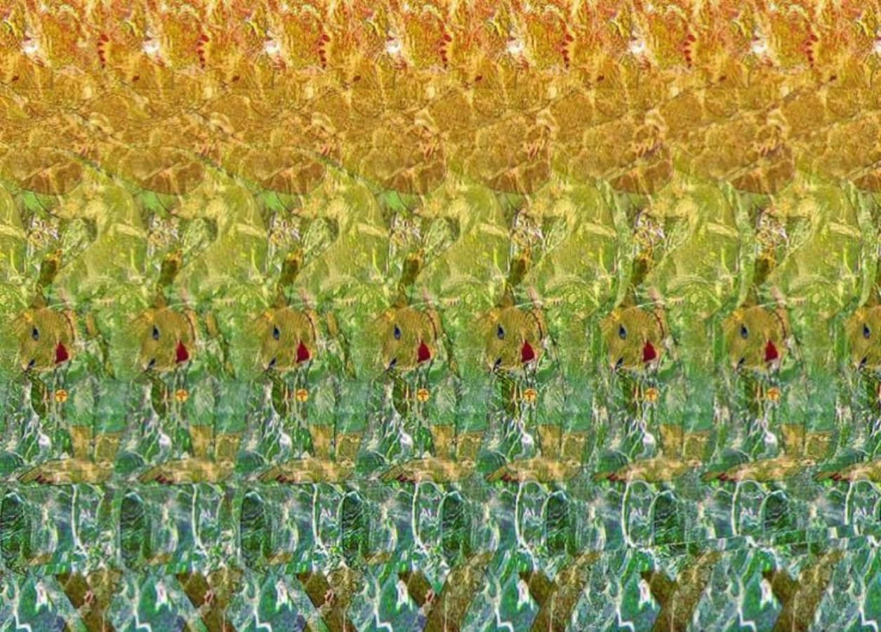 בת ים קיץ Magic Eye תמונה תלת-ממדית סטריאוגרפית טפט