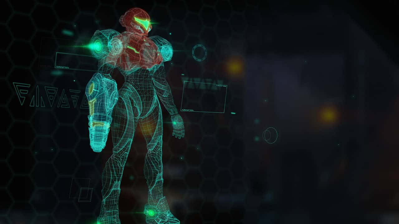 Metroid Dread סמוס אראן ניאון כחול טפט
