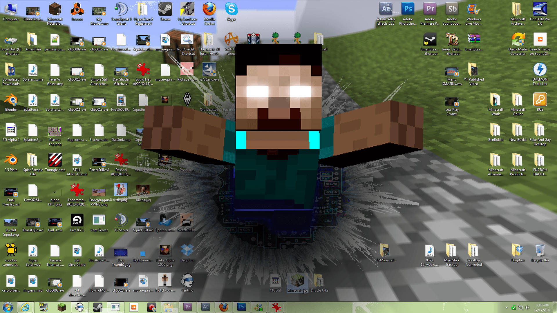Minecraft Herobrine פורץ ממסך המחשב טפט