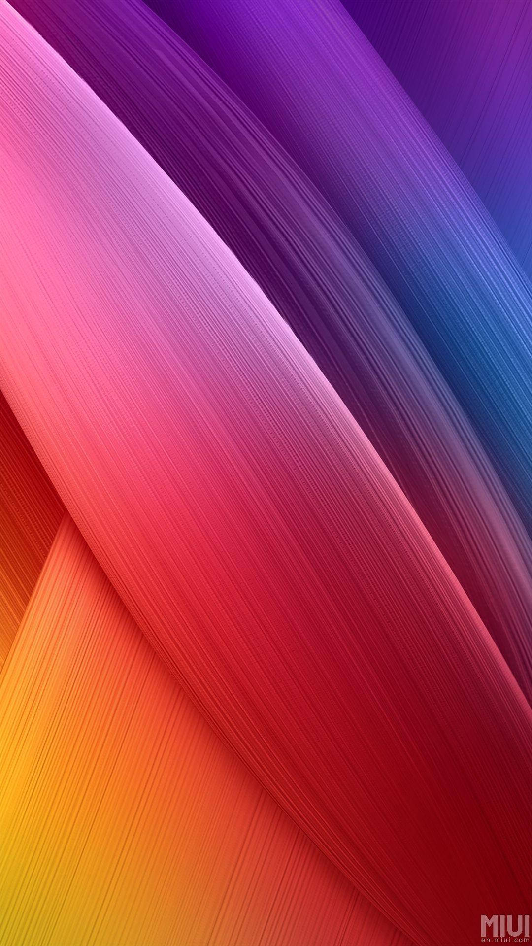 רקע MIUI זוהר עם פסים סגולים, כתומים ואדומים טפט