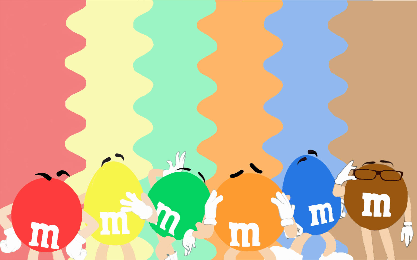 דמויות צבעוניות של Mms באיור וקטורי טפט