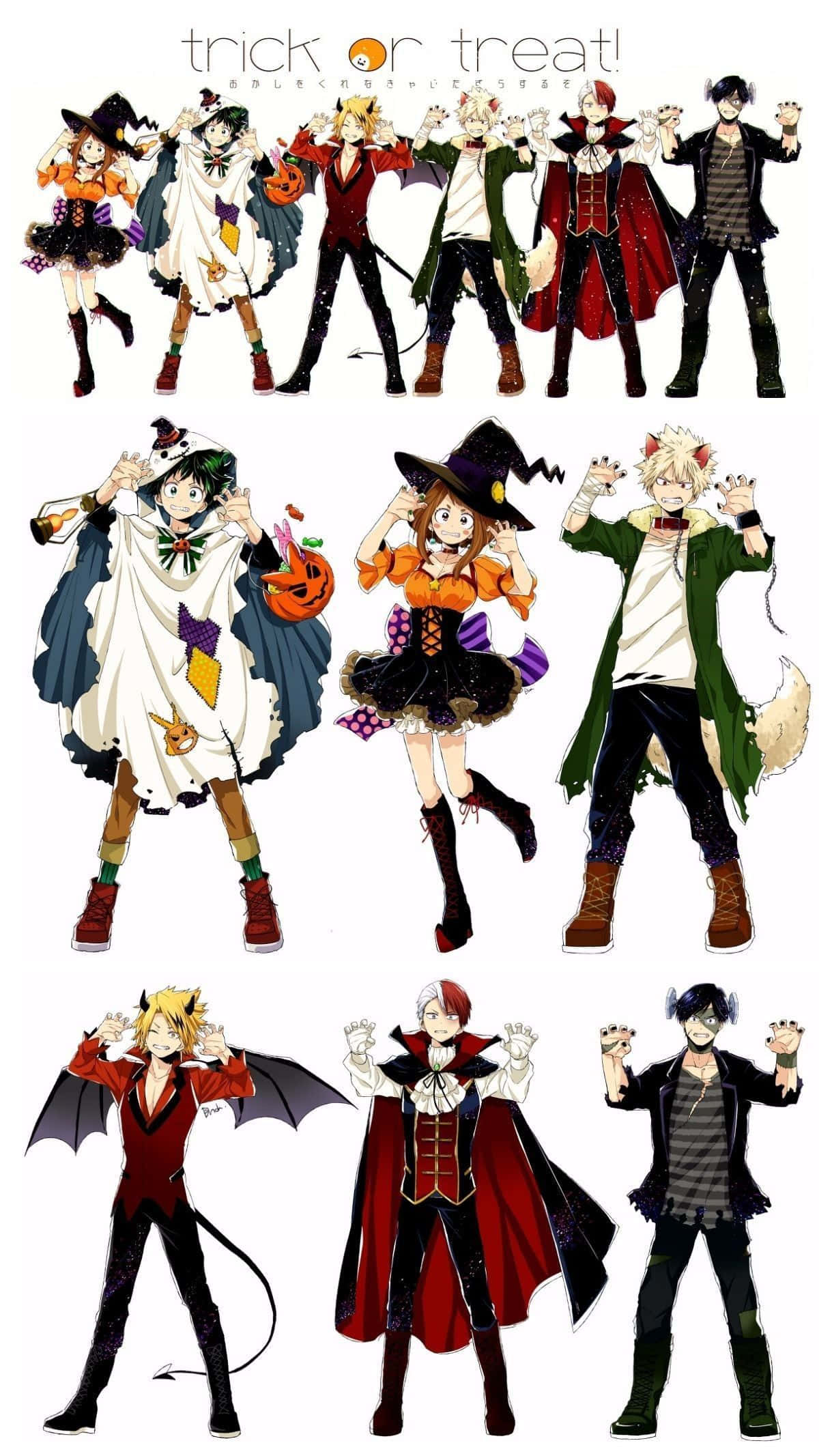 תלבושות ליל כל הקדושים של My Hero Academia לתעלול או ממתק טפט