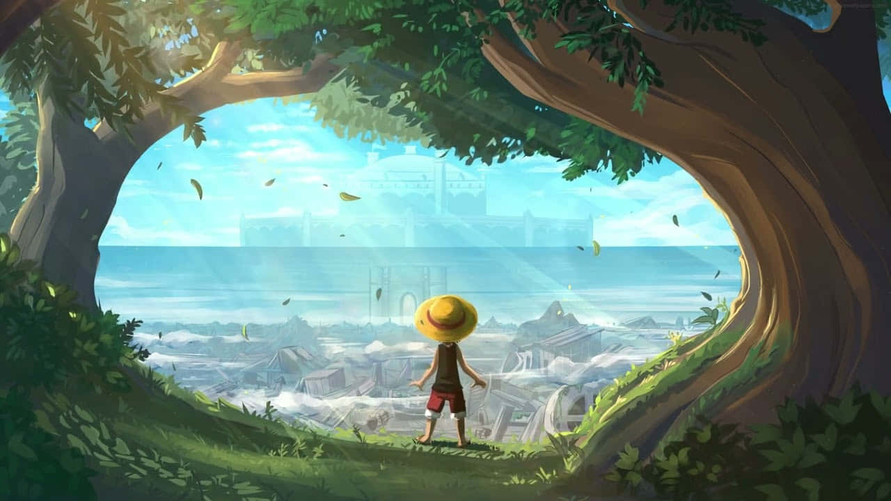 מונקי די. לופי מפליג בגרנד ליין בחיפוש אחר ה-One Piece טפט