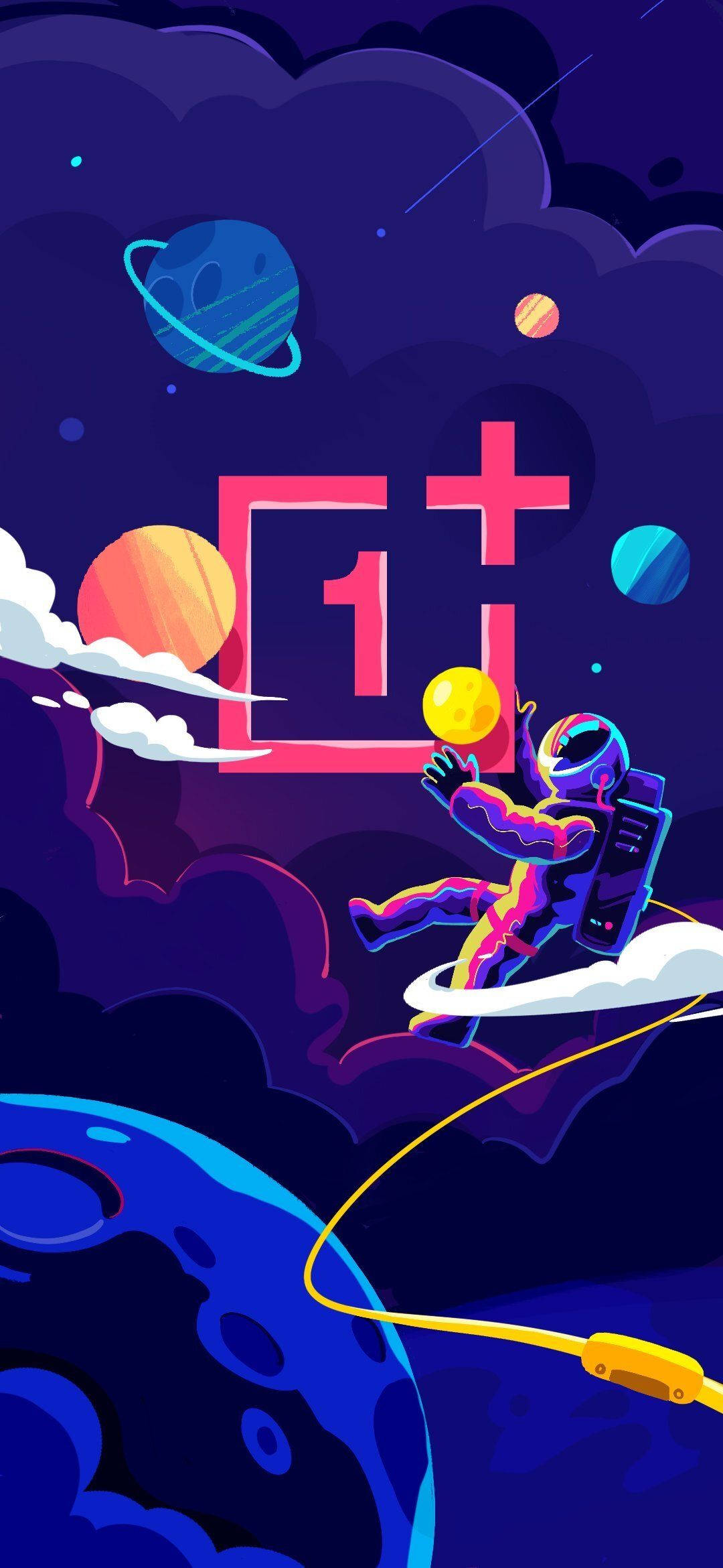 חלל חיצון עם לוגו OnePlus 9R טפט