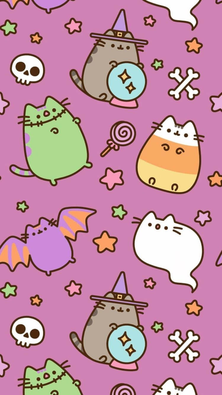 Pusheen האלווין חמוד ברזולוציה גבוהה טפט