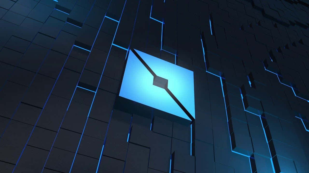 לוגו ריבועי תלת-ממדי כחול של Roblox טפט