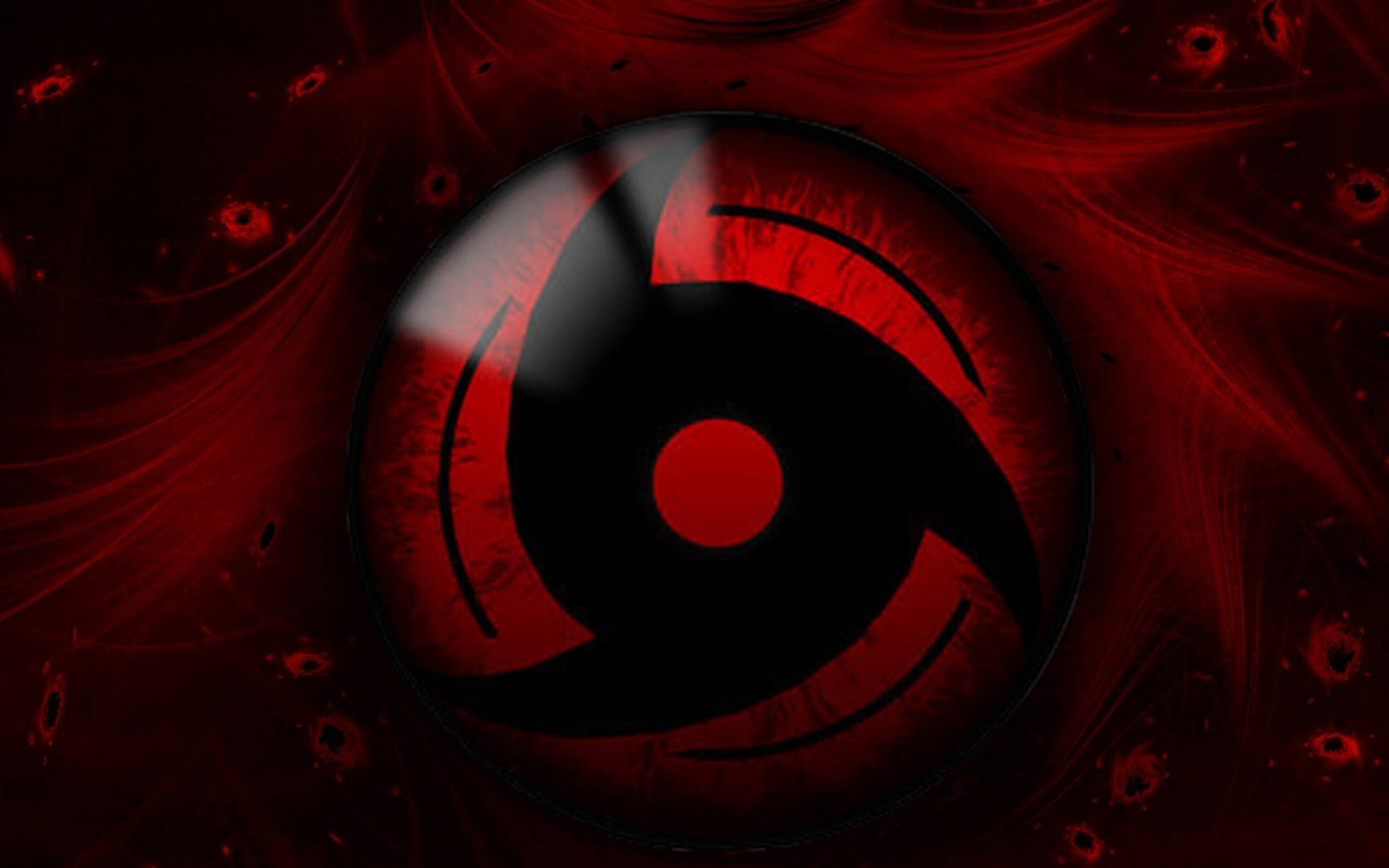 Sharingan חי גלים אדומים אסתטיים וחלקיקים טפט